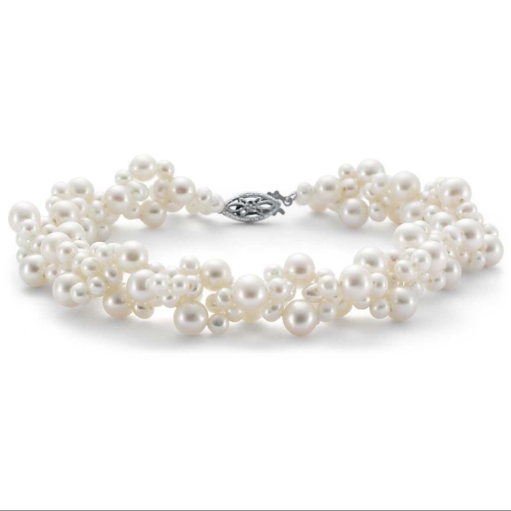 Blue Nile 14k Gold Freshwater Pearl Woven Bracelet